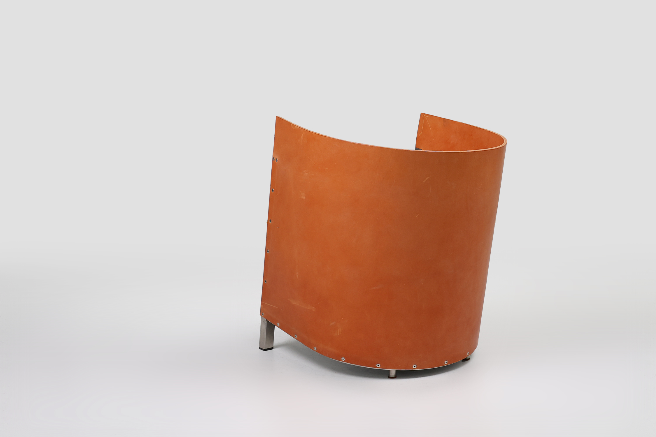 Maarten van Severen S88 easy chair in saddle leather and steel, Belgium 1988thumbnail